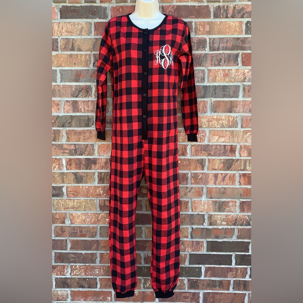 Buffalo Plaid Footless Women’s PJ Onesie Size Small